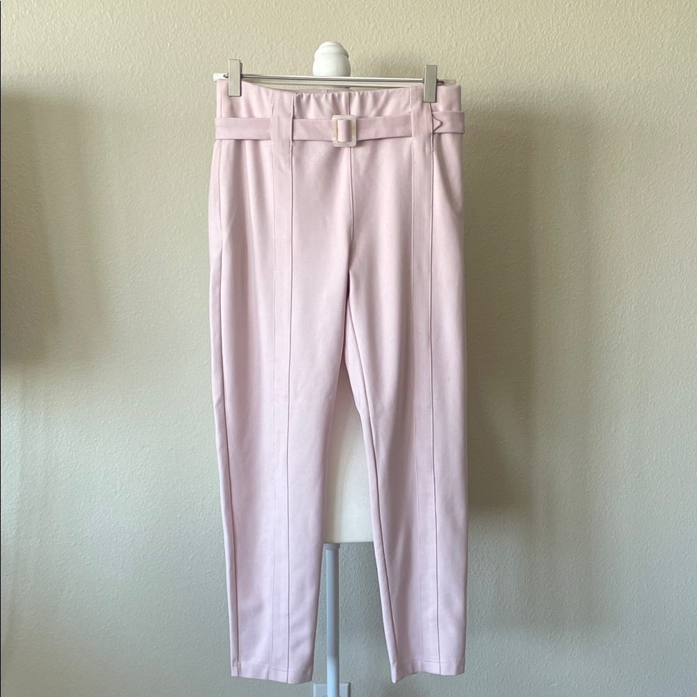 Betabrand Blush Pink High-Rise Tailored Ankle Yoga Dress Pants with Belt Size M - Picture 4 of 10